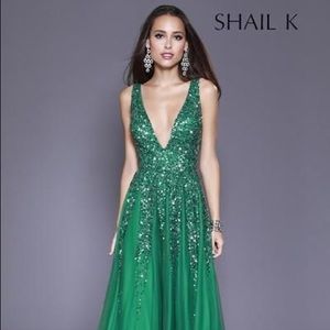 Shail K Green Prom Dress